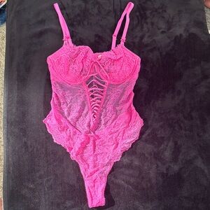 Victoria's Secret Vibrant Pink Lace Chemise